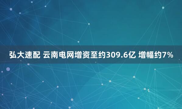 弘大速配 云南电网增资至约309.6亿 增幅约7%