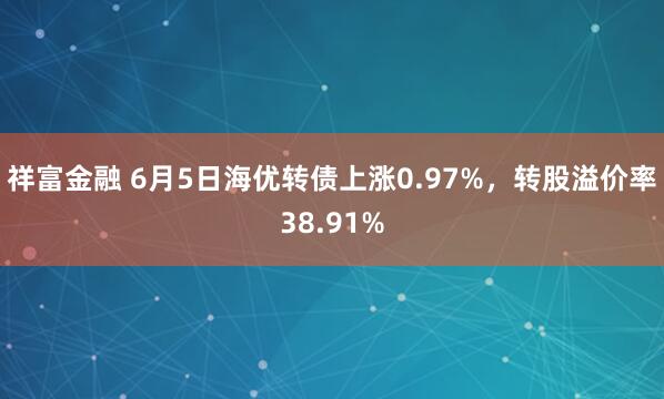祥富金融 6月5日海优转债上涨0.97%，转股溢价率38.91%