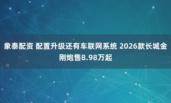 象泰配资 配置升级还有车联网系统 2026款长城金刚炮售8.98万起