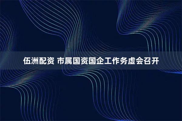 伍洲配资 市属国资国企工作务虚会召开